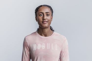 Nobull Women's Long Sleeves Rose Camo | Australia (QY1932)